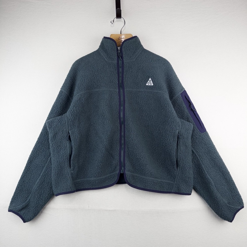 Nike ACG Arctic Wolf Polartec Fleece Sherpa Jacket Women's XL Green Purple Boxy